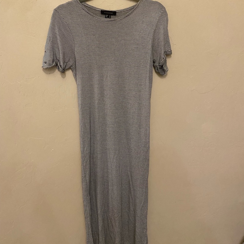 Black and white striped midi dress